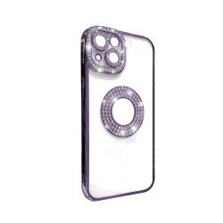 Capa de Silicone Suave com Design de Diamante para Apple iPhone 14 Roxo Capa de Silicone Suave com Design de Diamante para Apple iPhone 14 Roxo